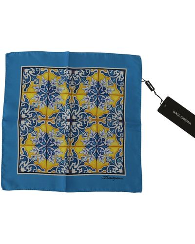 Dolce & Gabbana Square Silk Scarf With Majolica Pattern - Blue