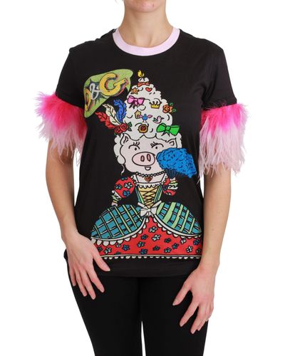 Dolce & Gabbana Dolce Gabbana Black Year Of The Pig Top Cotton T-shirt - Red