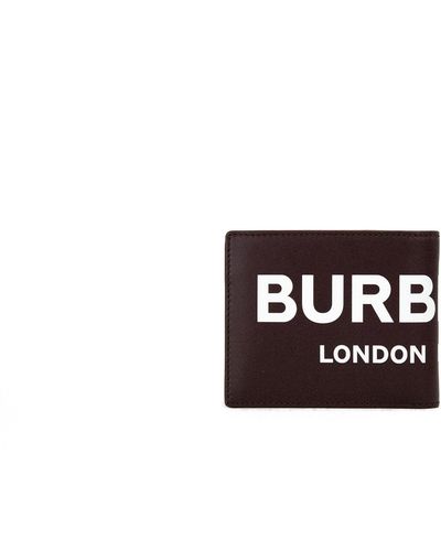 Burberry Ronan Oxblood Printed Smooth Leather Logo Bifold Wallet - Black
