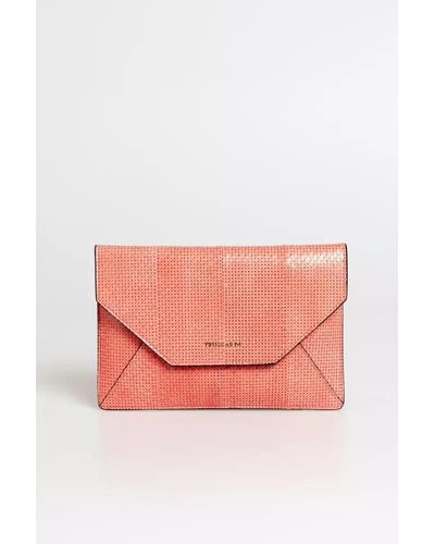 Trussardi Leather Clutch Bag - Pink