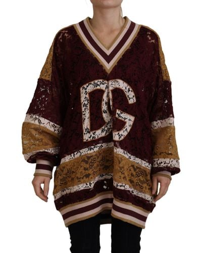 Dolce & Gabbana V-Neck Pullover Sweater - Brown