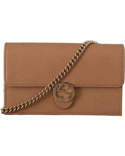 Gucci Beige Icon Leather Crossbody Bag - Brown