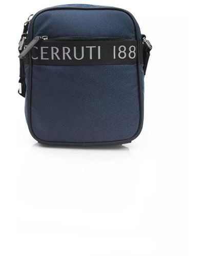 Cerruti 1881 Elegant Nylon-Leather Messenger Bag - Blue