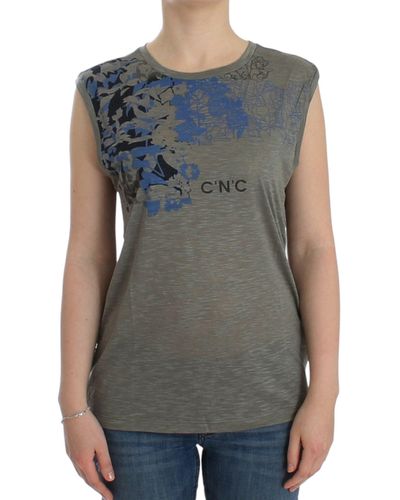 CoSTUME NATIONAL Print Sleeveless T-shirt Gray Sig12531