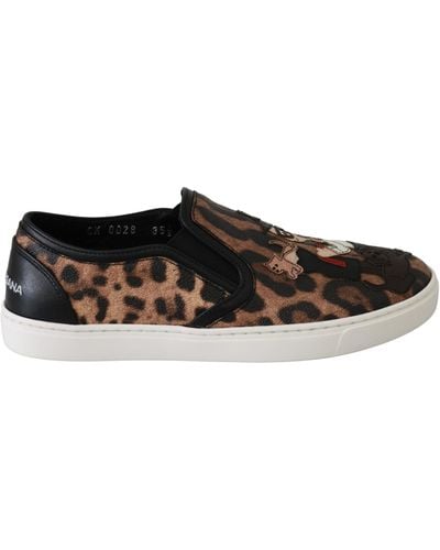 Dolce & Gabbana Leather Leopard #dgfamily Loafers Shoes - Multicolor