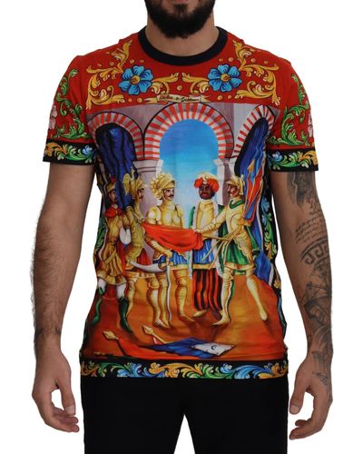 Dolce & Gabbana Majolica Soldier Cotton Exclusive T-shirt - Red