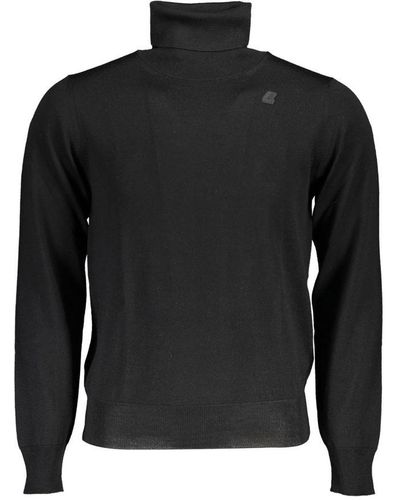 K-Way Turtleneck Wool Sweater With Sleek Logo Detail - Black