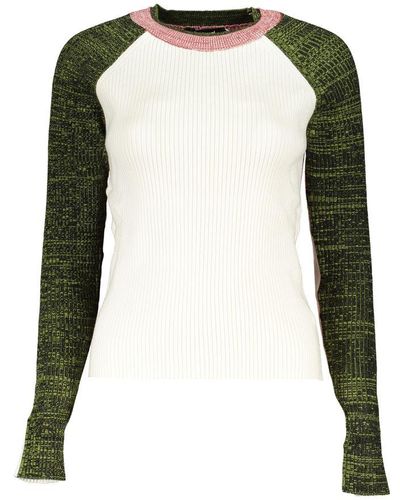 Desigual Chic Contrasting Crew Neck Sweater - Green