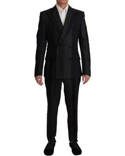 Dolce & Gabbana Elegant Striped Slim Fit Two-Piece Suit - Black