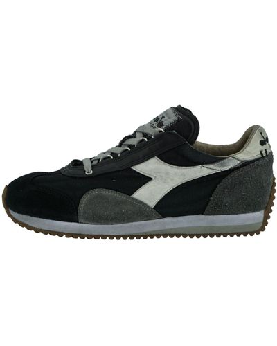 Diadora Equipe H Dirty Stone Leather Sneakers - Black