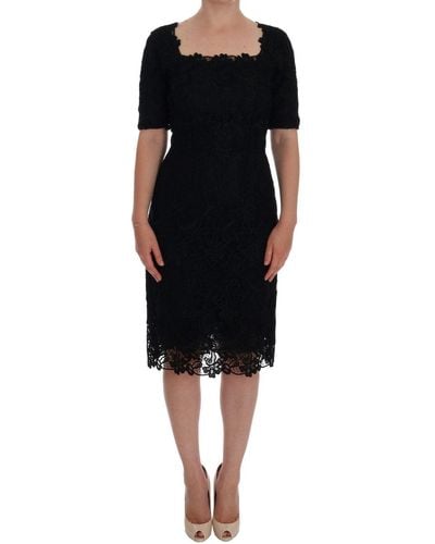 Dolce & Gabbana Floral Ricamo Sheath Dress - Black