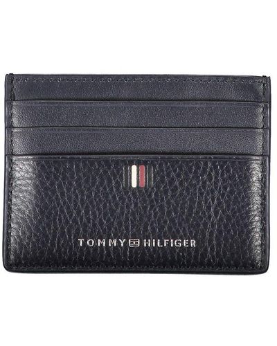 Tommy Hilfiger Sleek Leather Card Holder With Contrast Details - Blue