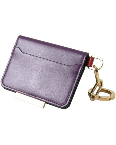 Dolce & Gabbana Purple Calf Leather Bifold Logo Card Holder Wallet - Blue