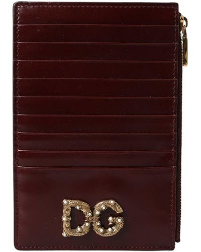 Dolce & Gabbana Leather Card Holder Wallet - Purple