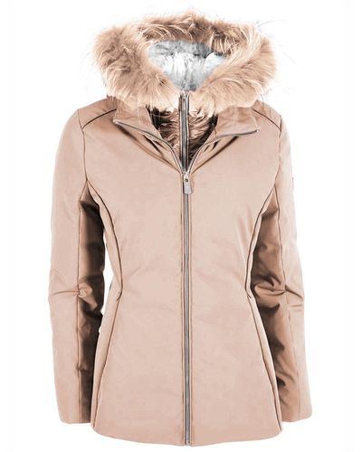 Yes-Zee Chic Down Jacket With Fur-Trimmed Hood - Natural