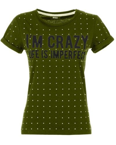 Imperfect Army Strass Embellished Cotton Tee - Green