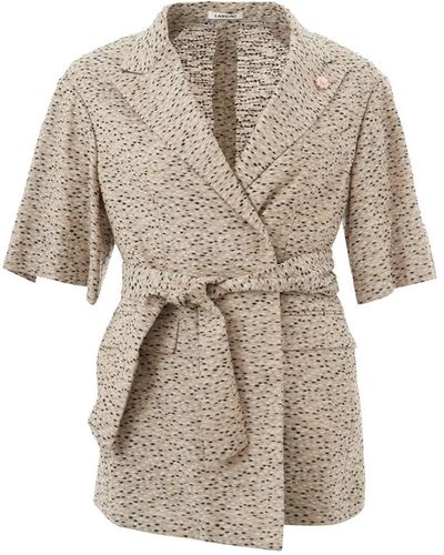 Lardini Linen Dressing Gown Jacket - Natural