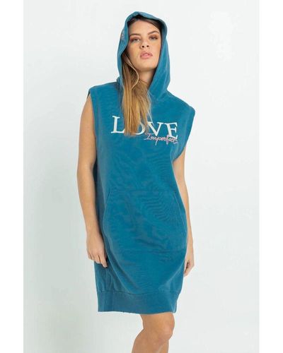 Imperfect Casual Maxi Hooded Camisole Dress - Blue
