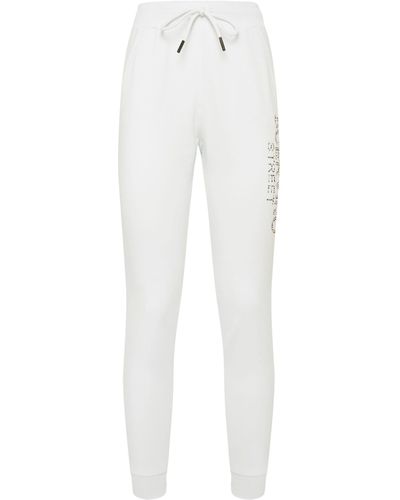 Ermanno Scervino Elegant Stretch Pants With Strass Logo - White