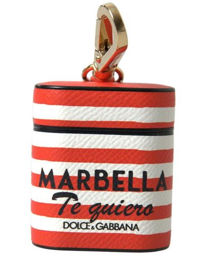 Dolce & Gabbana Chic Striped Leather Airpods Case - Red