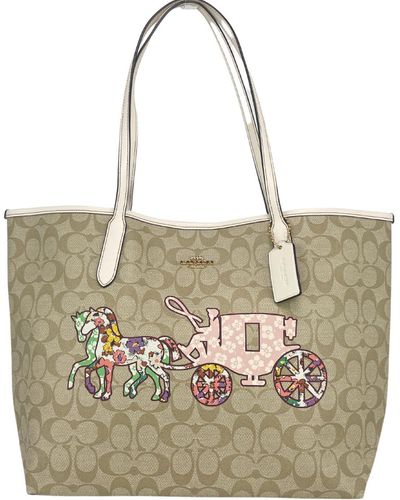 Coach CA607 Large Horse Carriage Graphic City Tote Handbag