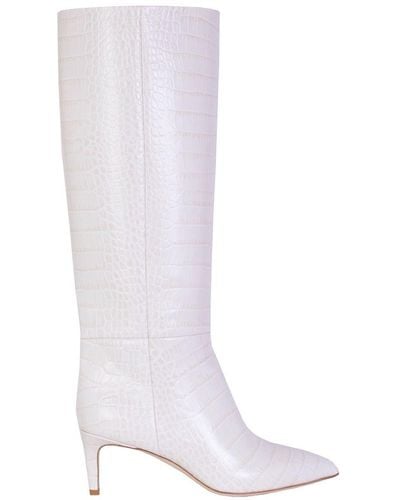Paris Texas Ivory Knee-High Stiletto Boots - White