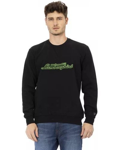 Automobili Lamborghini Sleek Cotton Crewneck Sweatshirt With Logo - Black