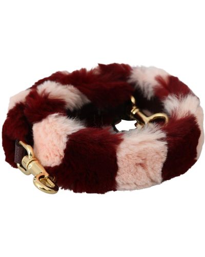 Dolce & Gabbana Pink Red Lapin Fur Accessory Shoulder Strap