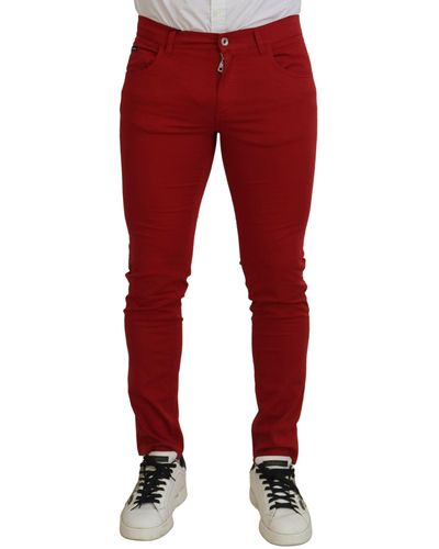 Dolce & Gabbana Skinny Cotton Stretch Denim Jeans - Red