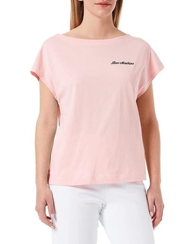 Love Moschino Chic Logo Tee With Back Heart Details - Pink