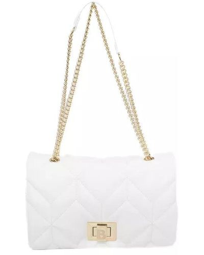 Baldinini Elegant Shoulder Bag With Golden Accents - White