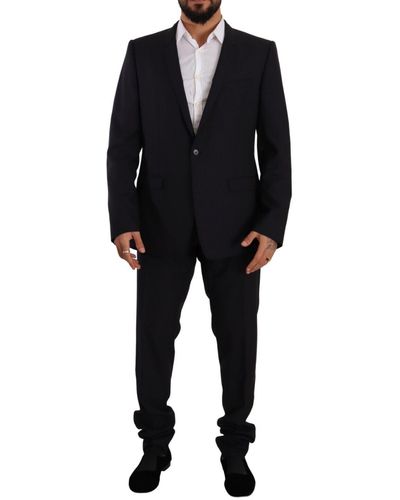 Dolce & Gabbana Elegant Slim Fit Wool Silk Two-Piece Suit - Black