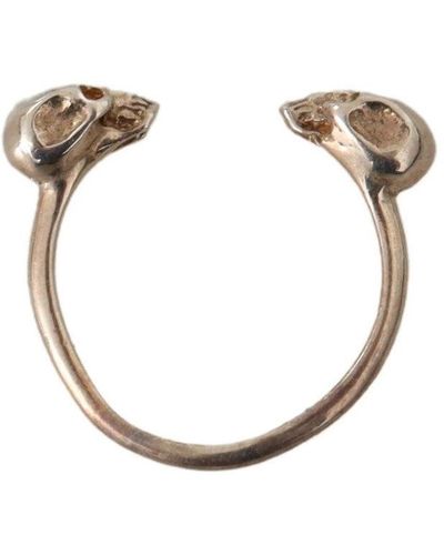 Nialaya Antique Silver Tone Skulljewelry Ring - Metallic