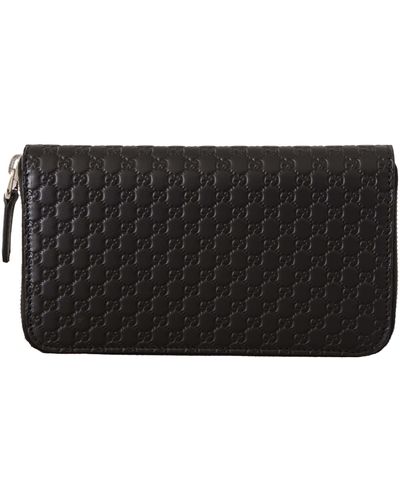 Gucci Elegant Leather Zip-Around Wallet - Black