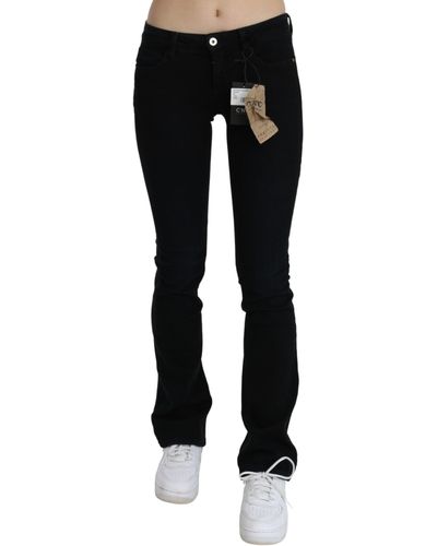 CoSTUME NATIONAL Low Waist Skinny Denim Cotton Jeans Black Pan70717