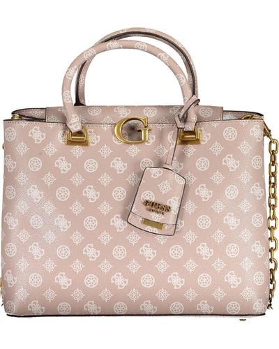 Guess Chic Two-Handle Guess Handbag With Chain Strap - Pink
