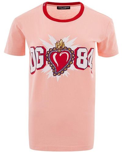 Dolce & Gabbana Cotton Tops & T-Shirt - Pink