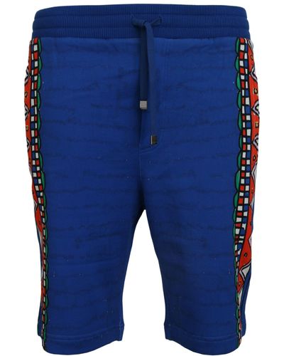 Dolce & Gabbana Elegant Printed Cotton Shorts - Blue