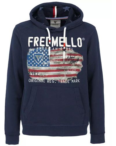 Fred Mello Chic Dark Cotton Hooded Sweatshirt - Blue