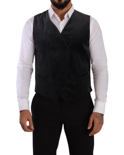 Dolce & Gabbana Elegant Double-Breasted Dress Vest - Black