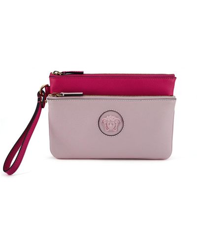 Versace Pink Calf Leather Pouch Bag - Multicolor