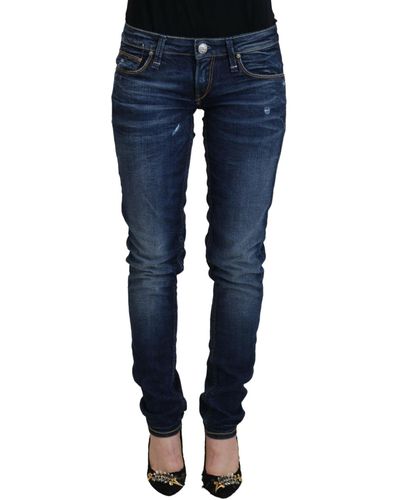 Acht Chic Low Waist Designer Skinny Jeans - Blue