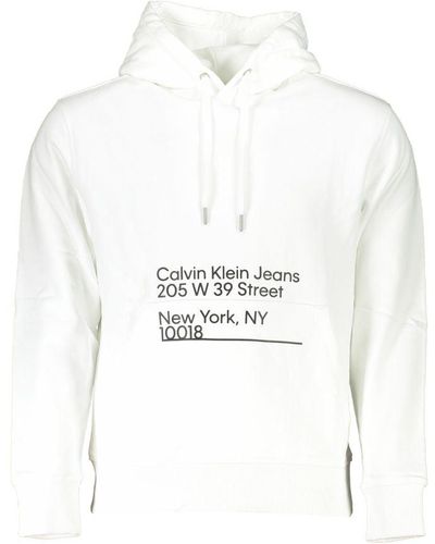 Calvin Klein Chic Hooded Sweatshirt With Logo Print - White