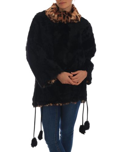 Dolce & Gabbana Elegant Lamb Fur Short Coat - Black