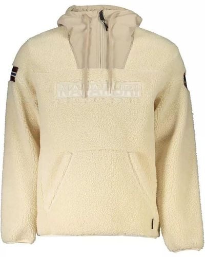 Napapijri Eco-Conscious Half-Zip Hooded Sweatshirt - Natural