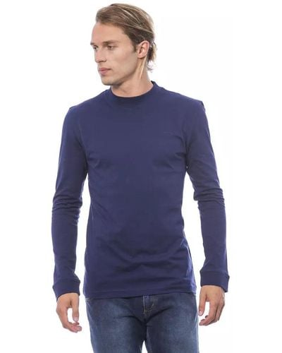 Verri Elegant Crew Neck Cotton Sweater - Blue