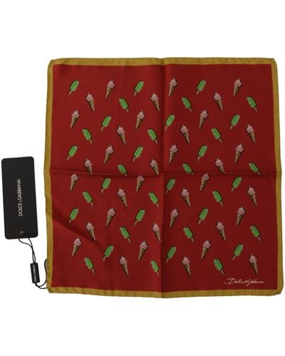 Dolce & Gabbana Printed Square Handkerchief Scarf - Red