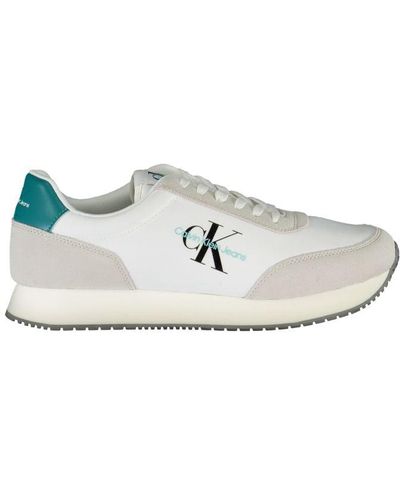 Calvin Klein Elegant Lace-Up Sneakers With Contrasting Detail - White