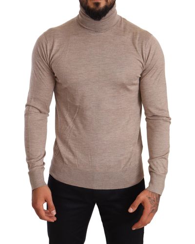 Dolce & Gabbana Turtleneck Cashmere-Silk Blend Sweater - Gray