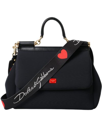Dolce & Gabbana Sicily Neoprene & Leather Satchel - Black